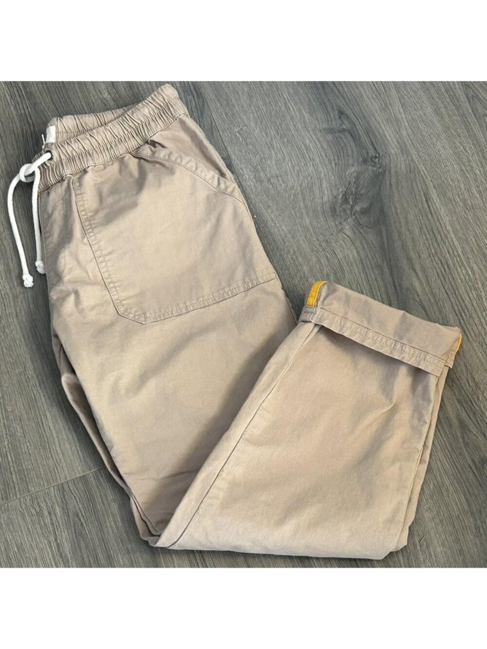 Pact Pants Womens M Khaki Organic Cotton Jogger Daily Twill Stretch Casual